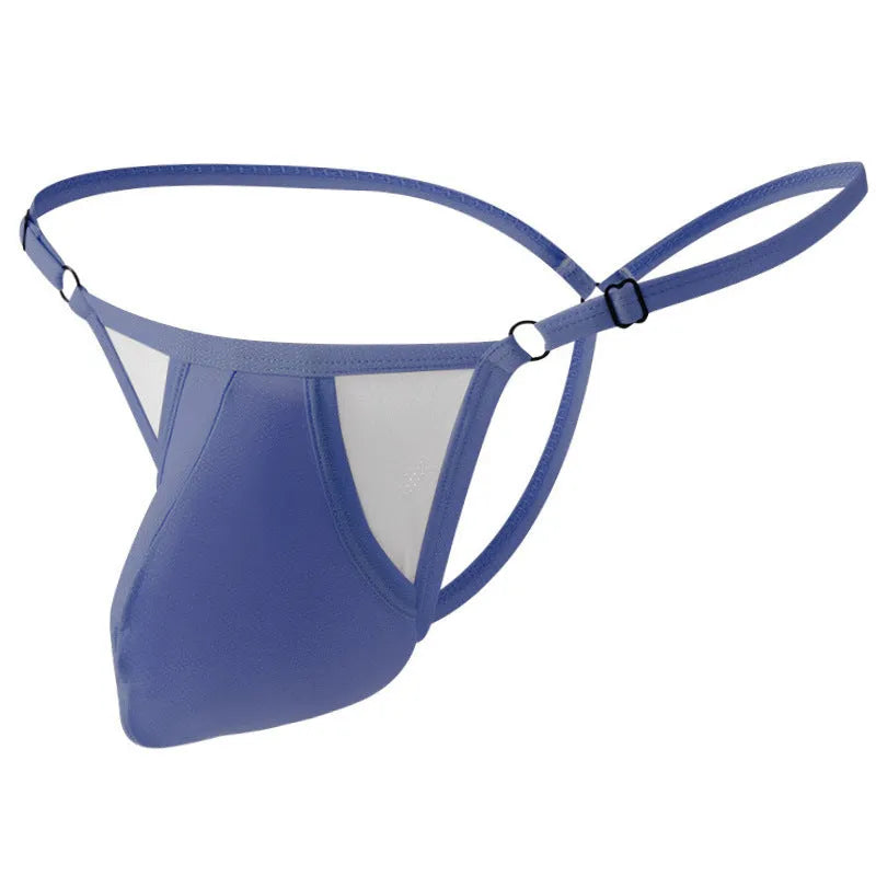 Men's Ice Silk T-back underwear with geometric pattern in multiple colour options