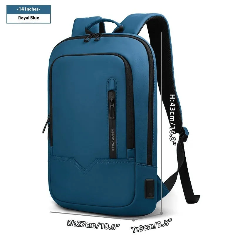 Lightweight polyester commuter backpack with USB port in olive green colour