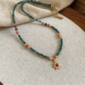 French royal style freshwater pearl necklace with stone sun pendant on 41-50cm clavicle chain