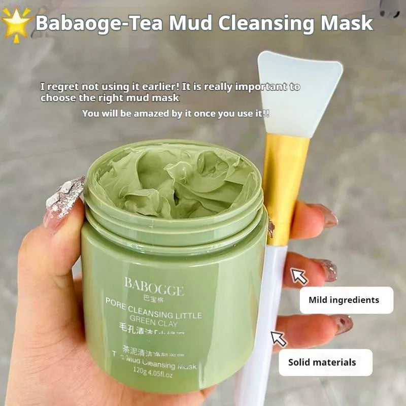 Jar of Tea Mud Cleansing Clay Facial Mask, 120g, for universal skin types.