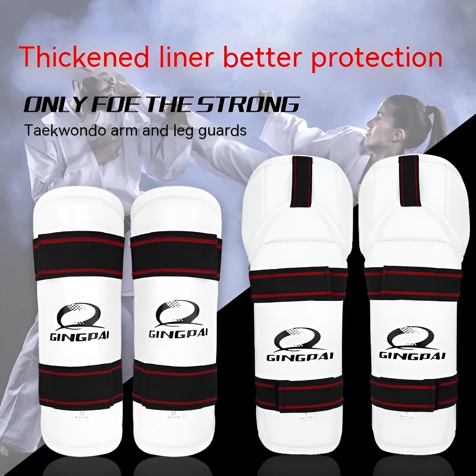 Taekwondo leg and arm protective gear set with PU EVA foam construction in multiple sizes