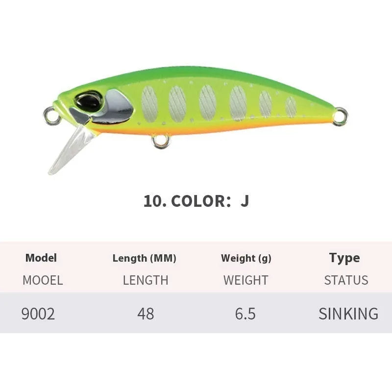 48mm Japanese mino fishing lure for mandarin fish and snakehead in various colours