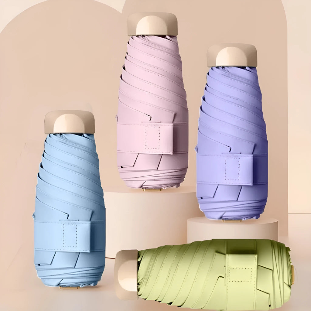 Compact five-fold umbrella with gradient vinyl canopy and alloy frame in various colours.