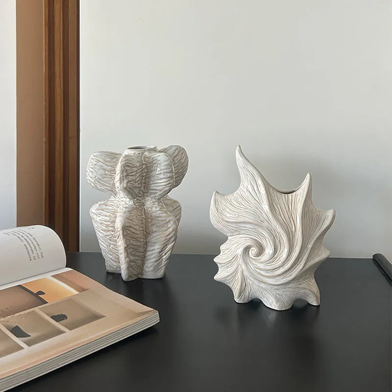 French art ceramic vase with coloured glaze finish and hexagon shape