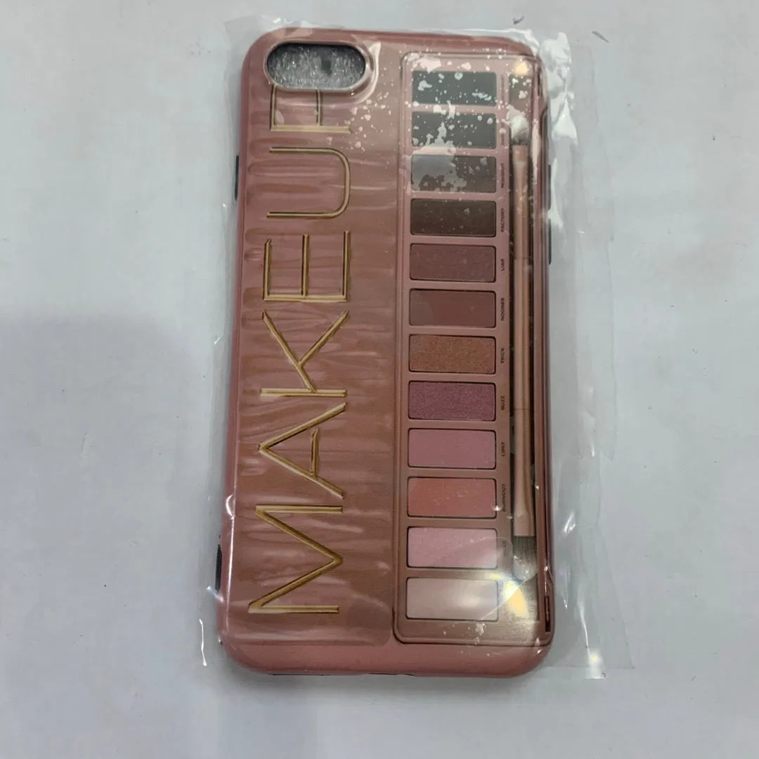 Silicone iPhone case with abstract eye shadow artwork in flesh and grey colours