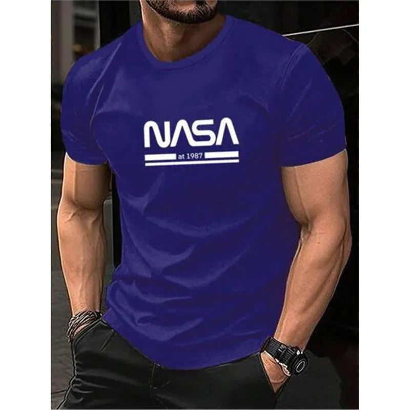 Men's printed slim-fit cotton short sleeve T-shirt in straight cut design