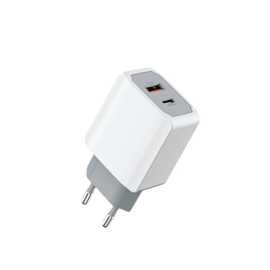 White European Standard phone fast charger set with compact 42mm design and USB interface