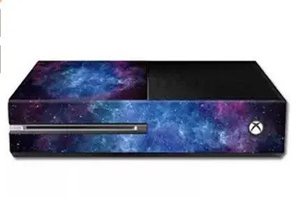 Blue Xbox One film skin sticker with matte finish shown alongside OPP bag packaging