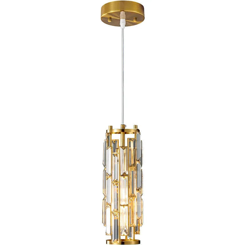 Single head industrial style crystal LED droplight pendant light in black finish.