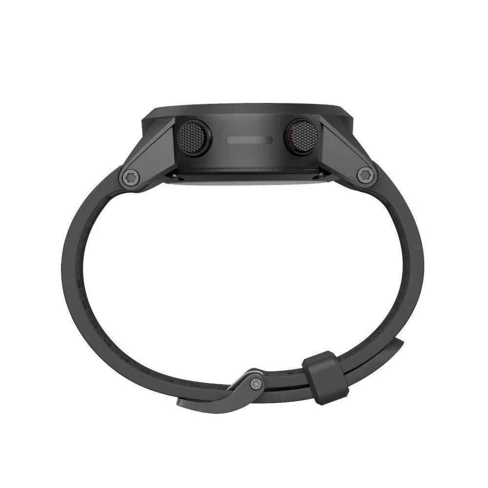 Black silicone watch strap with stainless steel watch-button for Jiaming 26mm watches