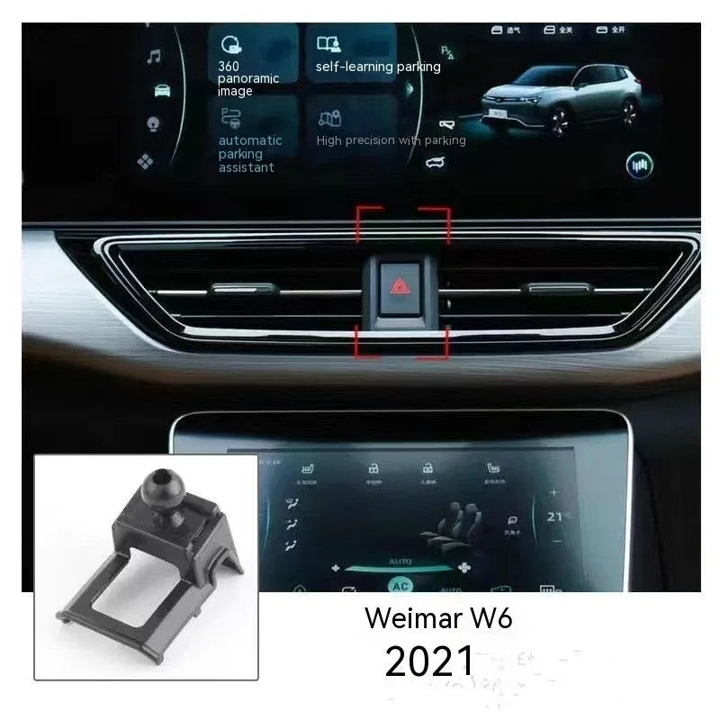 GOODWAY car dashboard mobile phone holder with 360-degree rotation in three model-specific styles.