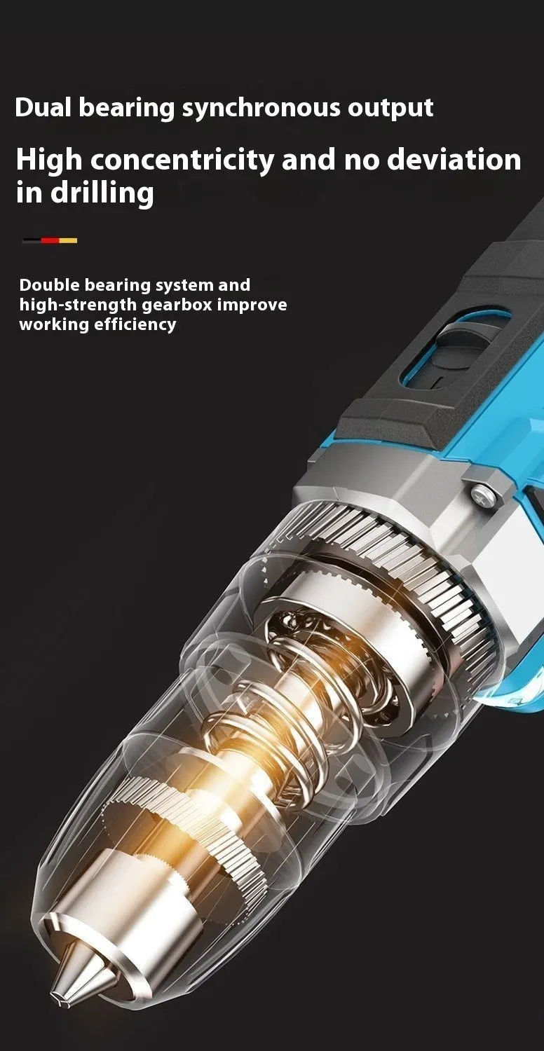 12V dual speed impact pistol drill electric screwdriver in plastic storage case with accessories
