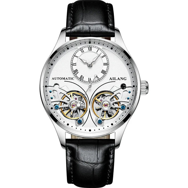 Titanium automatic watch with tourbillon and moon phase display on wrist