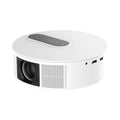 White 720p HD home theatre projector with remote control for bedroom cinema setup