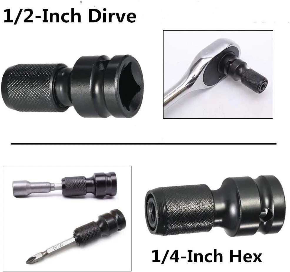 Hexagonal handle scaling bit holder with telescopic sleeve for drive size adaptation