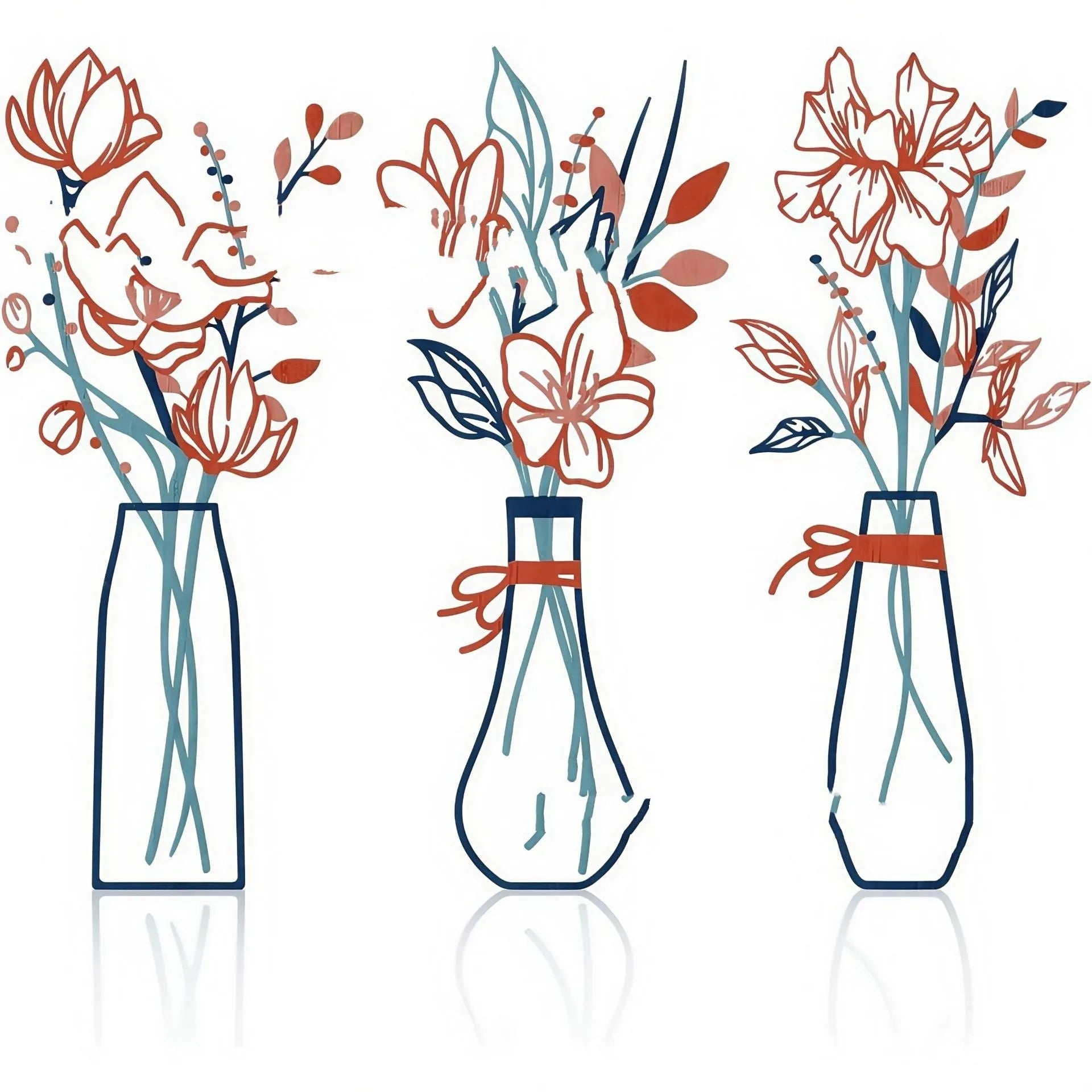 3-piece metal flowers wall art set in country farmhouse style with alloy construction