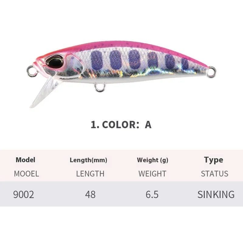 48mm Japanese mino fishing lure for mandarin fish and snakehead in various colours