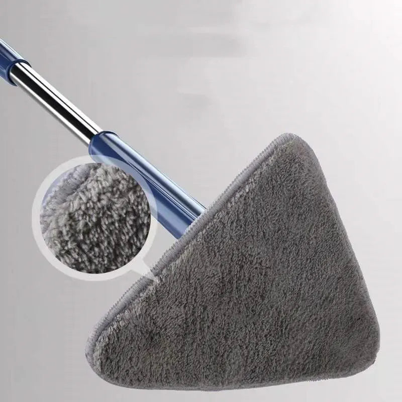 Extendable triangle mop with 360° rotating head and stainless steel pole for deep cleaning