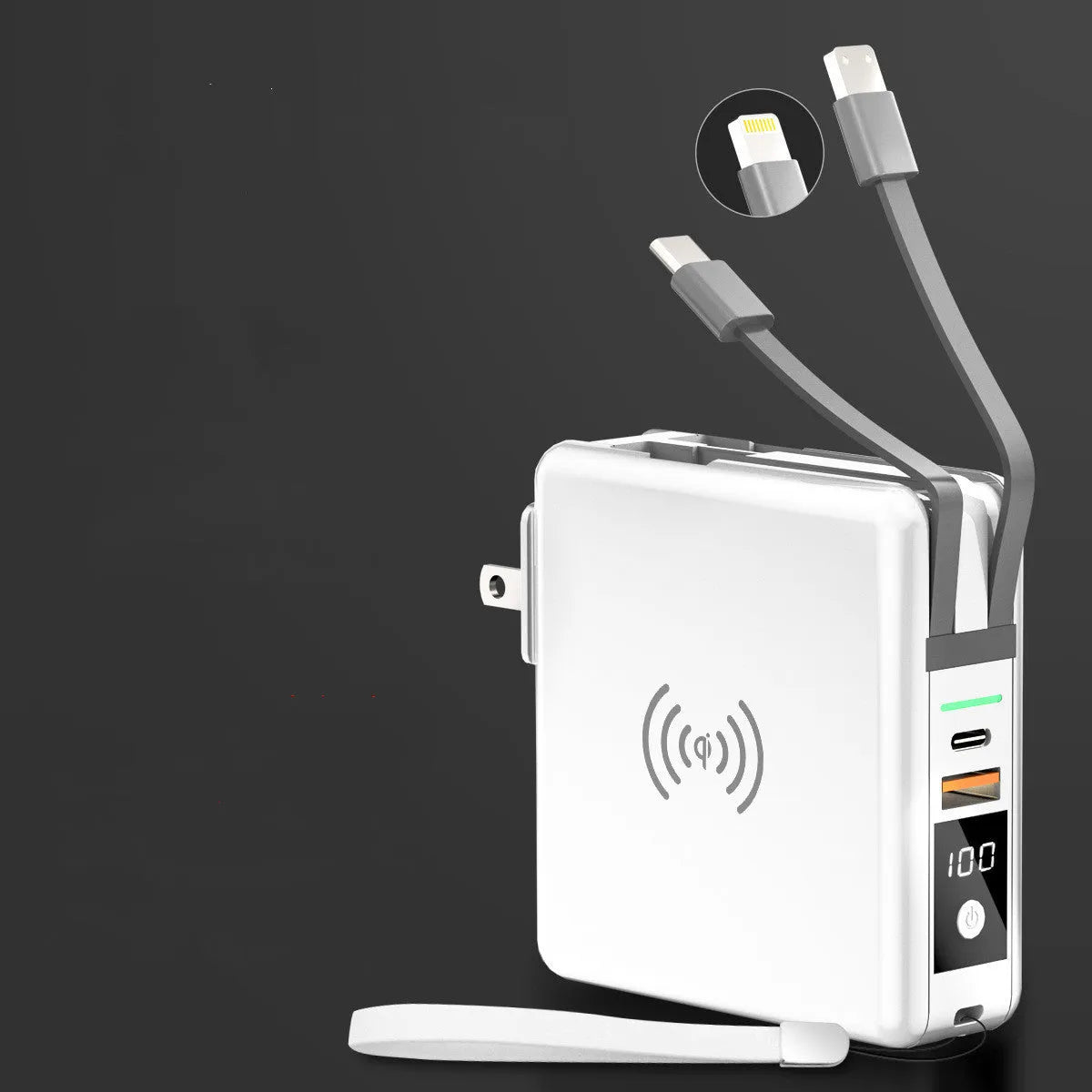 Super QI wireless charging power bank PD20W 10000mAh with travel adapter in black or white