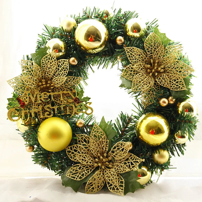 30cm multicolour plastic Christmas wreath in six colour options for festive decoration