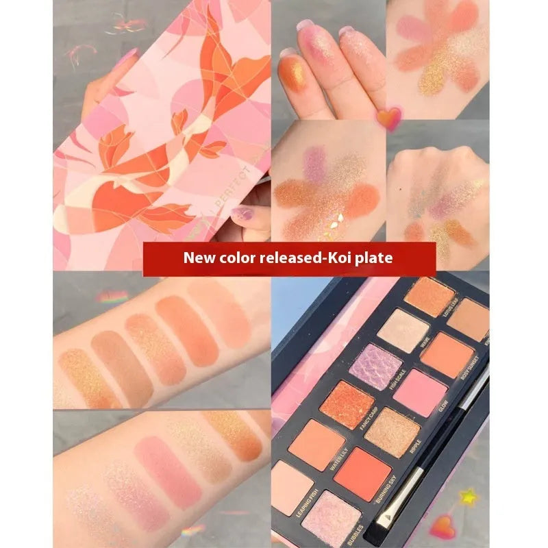 Twelve-colour animal theme eye shadow palette with shimmer and matte finishes