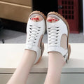 Women's retro sandals with side zipper in black, creamy white, or white on a beef tendon sole