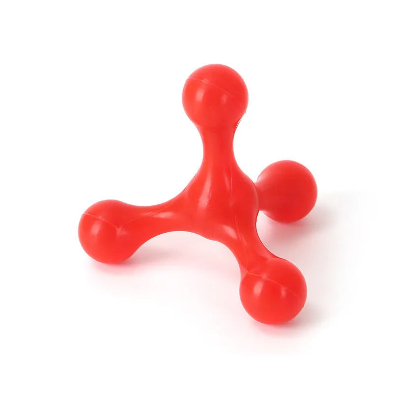 Blue silicone dog chew toy with three flexible legs for teething puppies