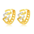 Gold geometric hollow-out alloy earrings with colour separation ear clips