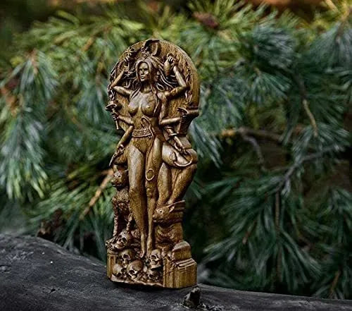 Resin Greek goddess statue measuring 22cm high for pagan altar or garden decoration
