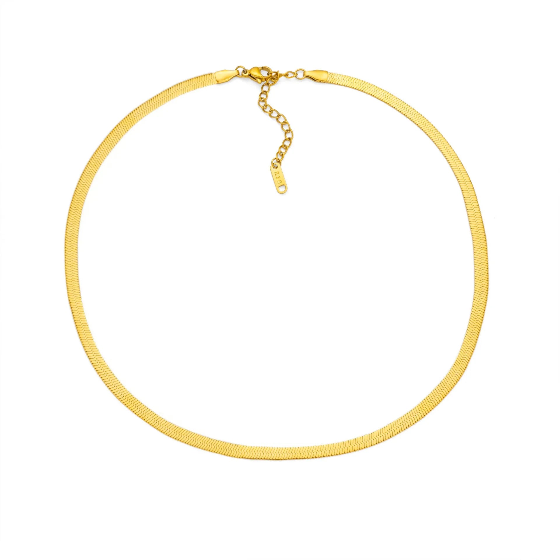 Gold titanium steel necklace with a letter A charm on a 40.5cm chain.