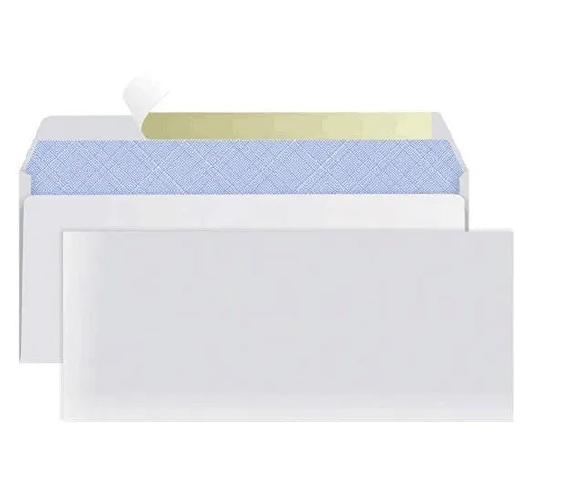 Blue anti-opening self-adhesive confidential security envelope showing tamper-evident features