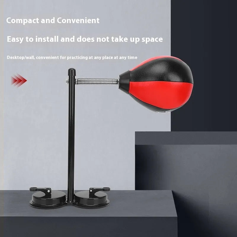 Pear-shaped boxing training ball with double suction cup mounting system for home fitness training