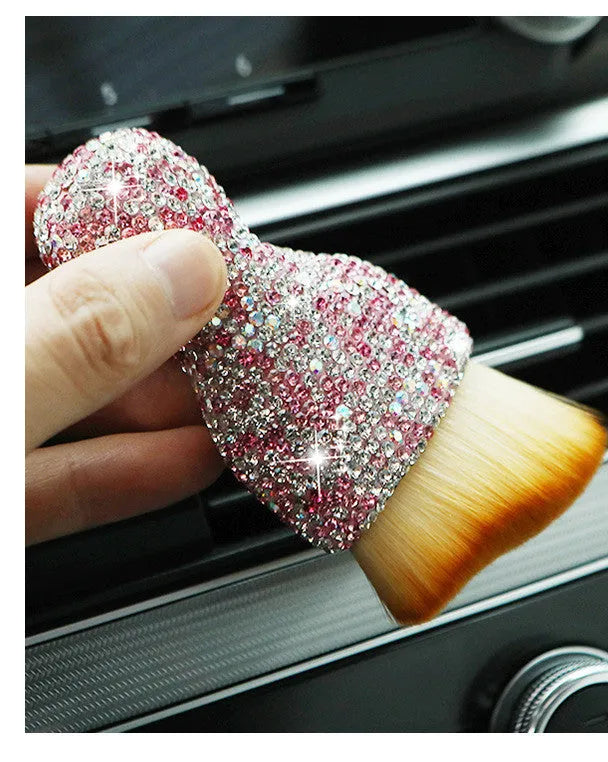 Compact white car interior soft brush for dusting dashboard and vents, showing 10cm length.