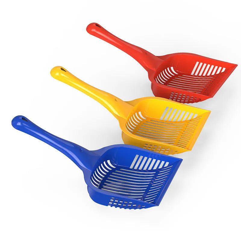 Plastic cat litter scoop in red, yellow or blue colour for toilet cleaning