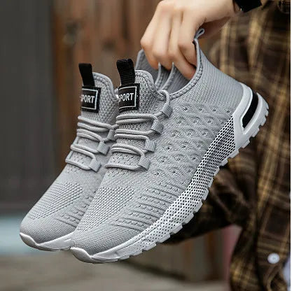Men's mesh casual shoes in Army Green colour showing simple solid design