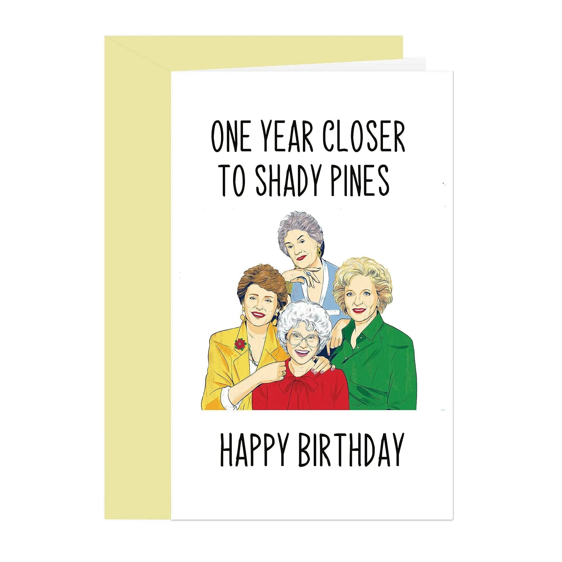 Simple printed paper birthday greeting card with a selection of coloured and kraft paper envelopes.