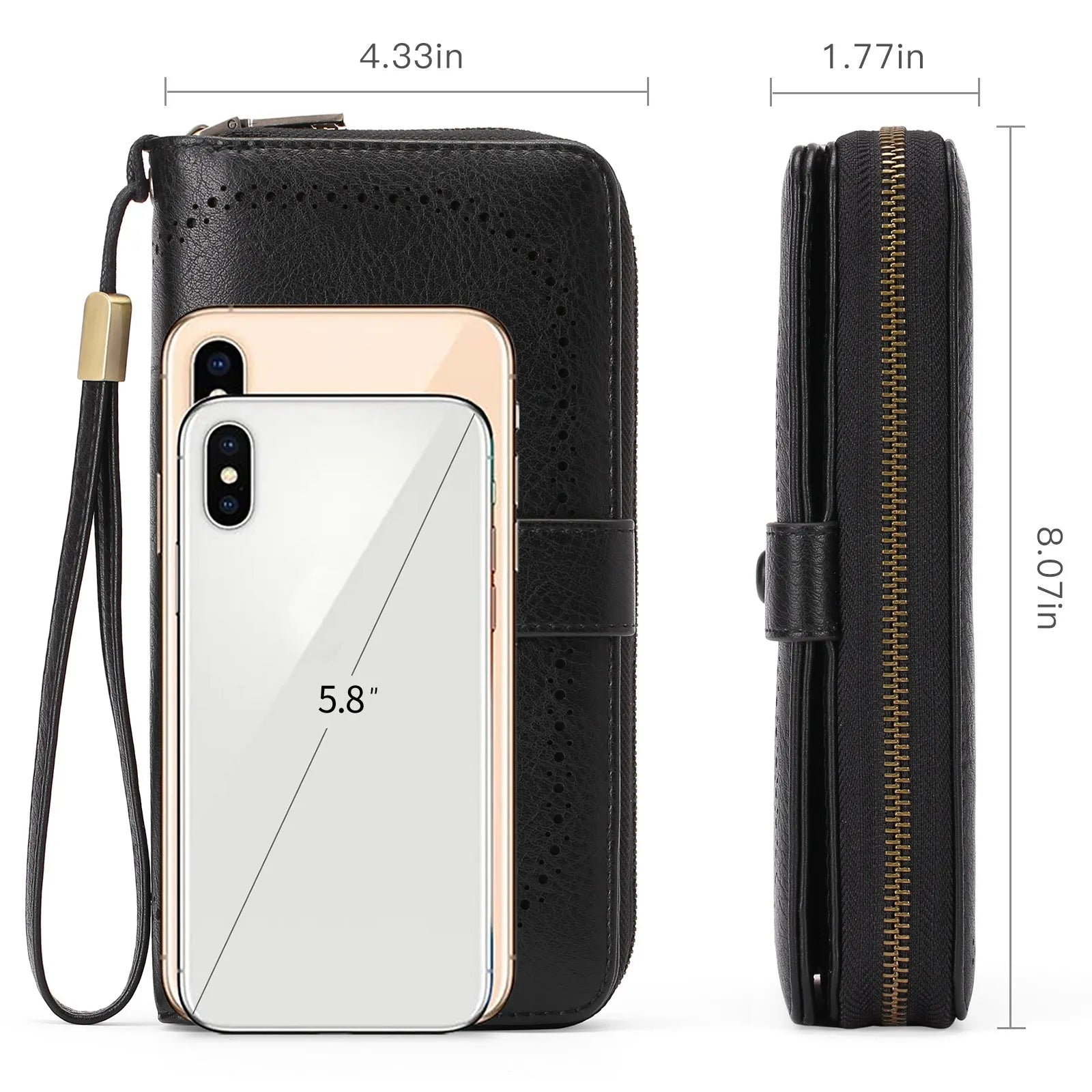 Women's expanding card holder wallet passport bag in synthetic leather with RFID protection
