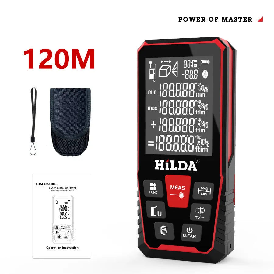 Laser rangefinder distance measuring tool with plastic housing for 100m or 120m maximum range measurement