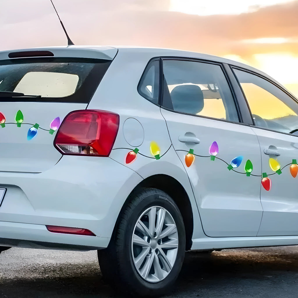 Reflective magnetic Christmas light paste set with bulb and wire shapes for car and refrigerator decoration