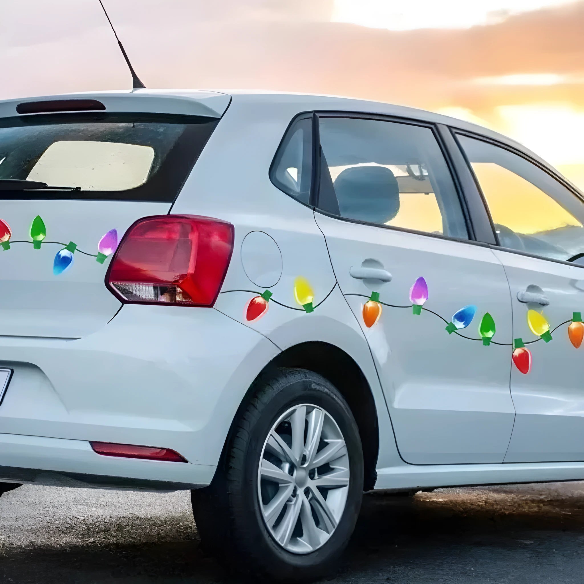 Reflective magnetic Christmas light paste set with bulb and wire shapes for car and refrigerator decoration