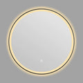 Square black frame LED bathroom makeup mirror mounted on wall with touch control for adjustable lighting
