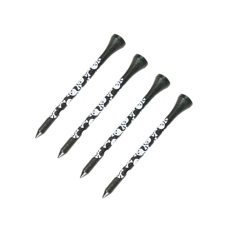 Black skull print bamboo golf dowel pins in 70mm and 83mm lengths for spike replacement