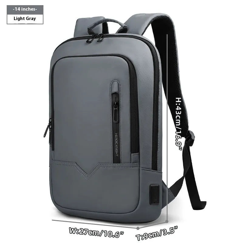 Lightweight polyester commuter backpack with USB port in olive green colour