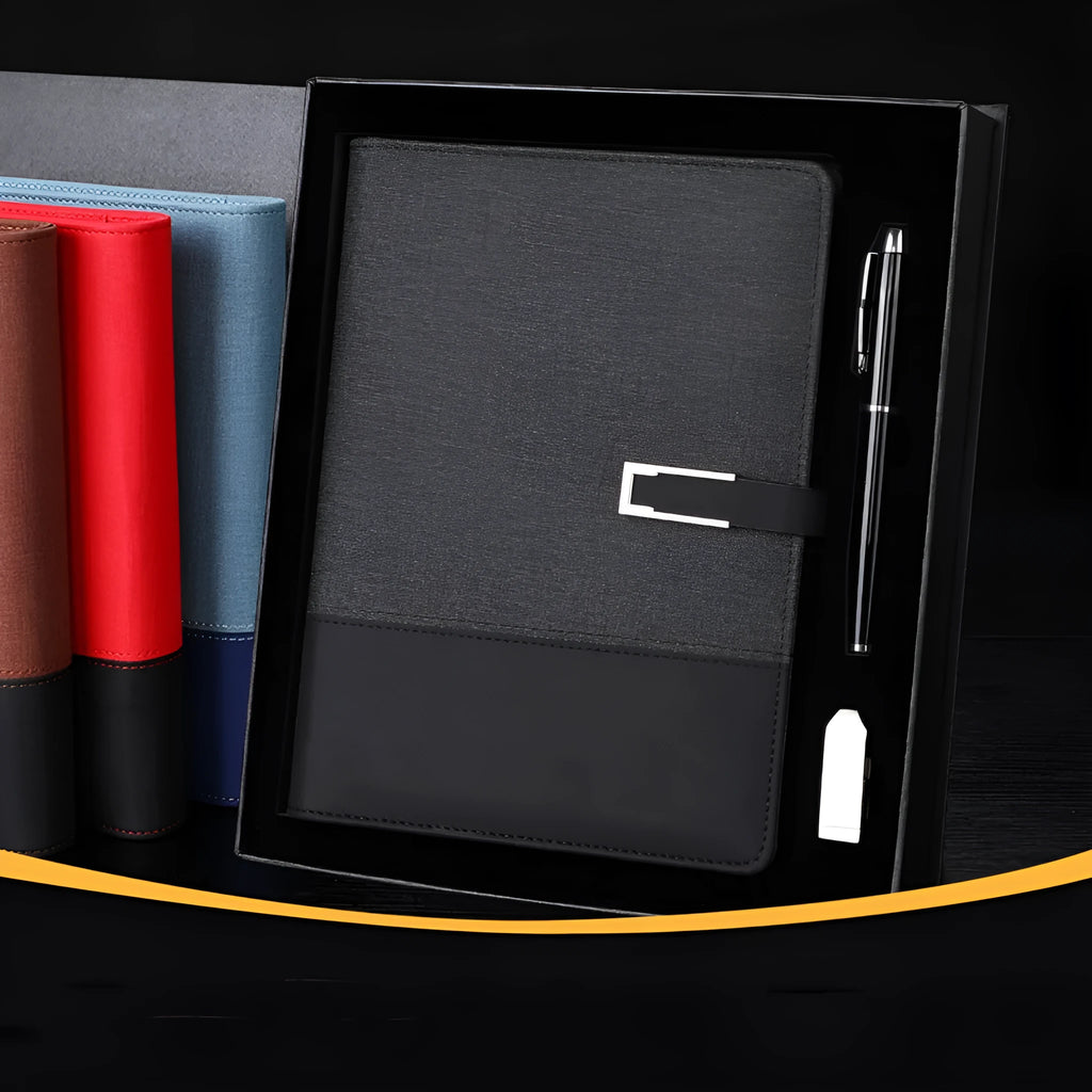 A5 soft leather notebook with PU cover and wood-free paper in choice of five colours