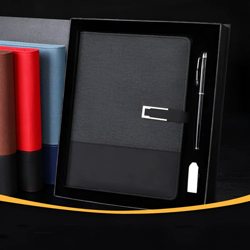 A5 soft leather notebook with PU cover and wood-free paper in choice of five colours