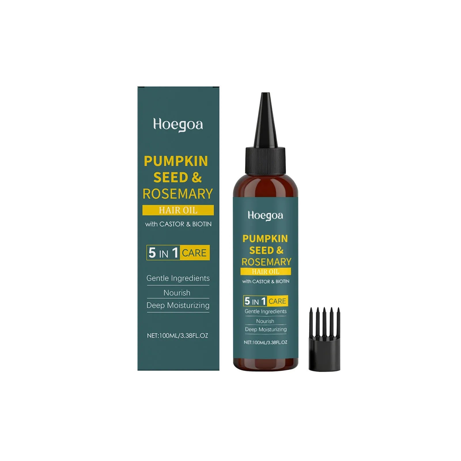 100ml rosemary hair care essential oil bottle with pointed nozzle and hair comb applicator