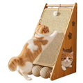 Vertical sisal cat scratch board with wall mounting and cat teasing ball design