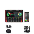 G4 professional live sound card set with LCD display, control knobs, remote, cables, and a dynamic microphone.