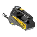 Black portable tyre inflator with digital display and LED light, powered by 12V car socket.