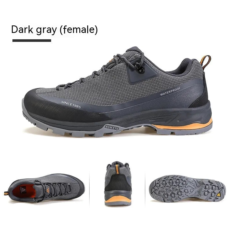 Men's low-top mountain climbing shoes with leather mesh uppers and non-slip rubber outsoles